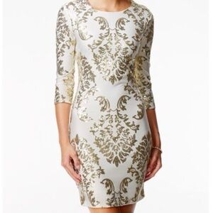 B. Darlin // Size 3/4 White and Gold Cocktail Dress